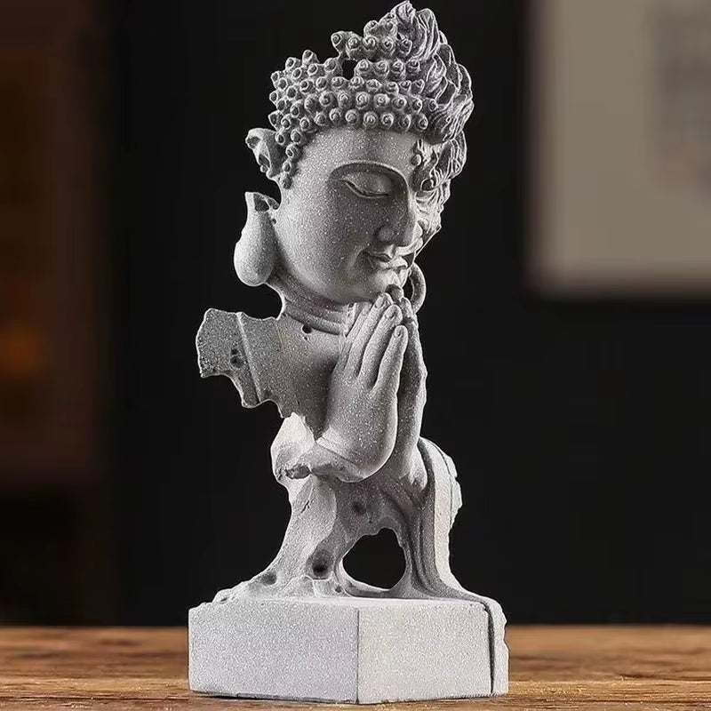 Sandstone Evil and Buddha Abstract Figure Statue Monkey King Sculpturehome Living Room, Office Garden, Fish Tank Art Deco Statue