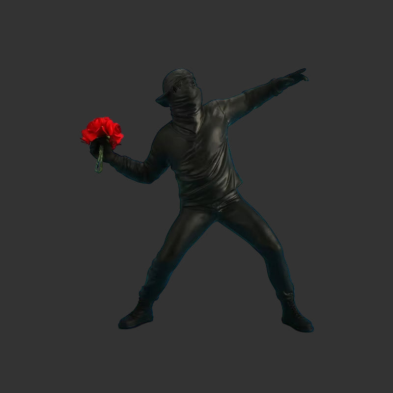 Resin Statues Sculptures Banksy Flower Thrower Statue Bomber Home Decoration Accessories Modern Ornaments Figurine Collectible