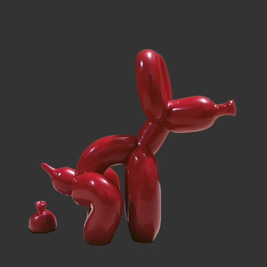 Modern Art Squat Balloon Dog Animal Decorative Statue, Suitable for Interior Living Room Farmhouse Bedroom Office Cabinet Wood