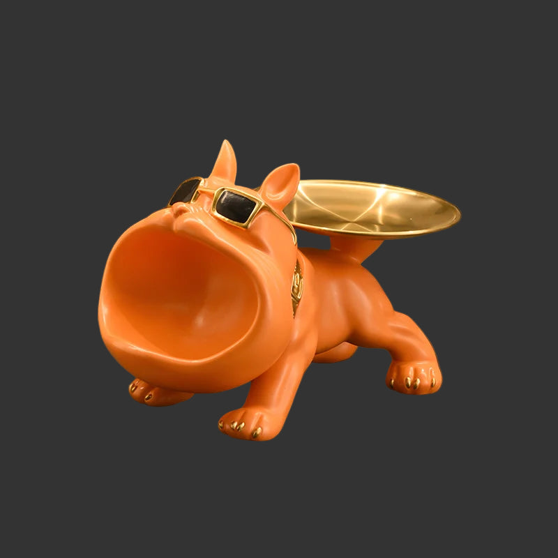 Resin Dog Statue Bulldog Statue Storage Tray Animal Decoration Resin Craft Art Sculpture Statue Dog Sculpture Home Decoration