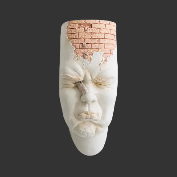 Abstract Wall Hanging Resin Statue Creative Human Face Expression Sculpture Wall Flowerpot Art Craft Ornament Home Decor Декор