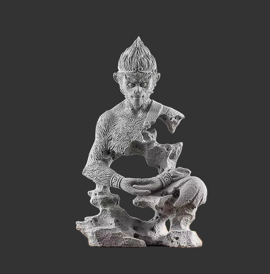 Sandstone Evil and Buddha Abstract Figure Statue Monkey King Sculpturehome Living Room, Office Garden, Fish Tank Art Deco Statue