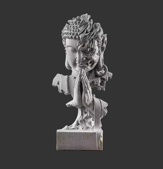 Sandstone Evil and Buddha Abstract Figure Statue Monkey King Sculpturehome Living Room, Office Garden, Fish Tank Art Deco Statue