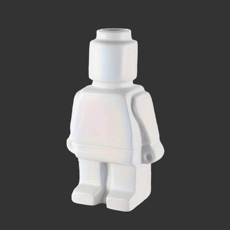 Nordic Style Ceramic Robot Vase Indoor Flower Pot Modern Home Interior Decoration White Goods Decoration Office Desk Decoration