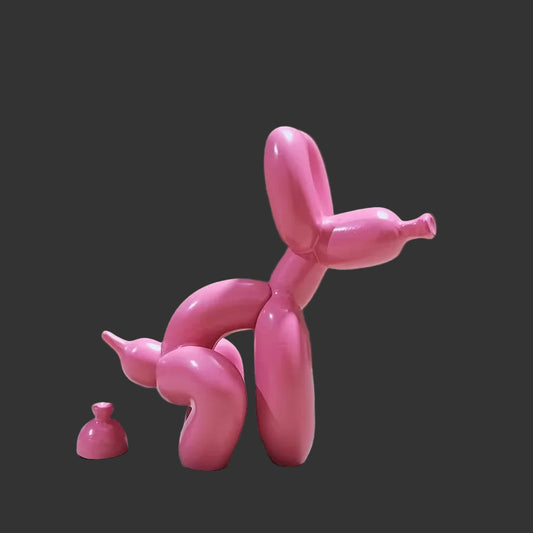 Modern Art Squat Balloon Dog Animal Decorative Statue, Suitable for Interior Living Room Farmhouse Bedroom Office Cabinet Wood