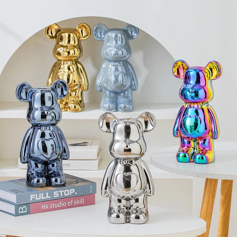 17/27/Cm Aesthetic Bear Brick Ceramic Staute Teddy Bear Decor Action Figure Sculptures Ornament for Room Home Decoration Crafts