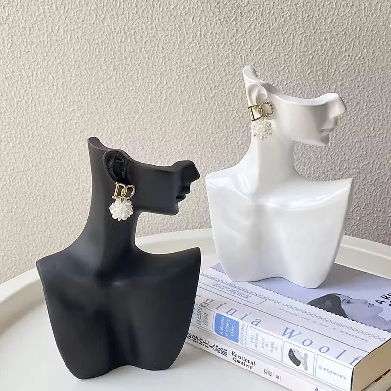 1Pc Resin Side Face Mannequin Jewelry Display Stand Head Bust Portrait Necklace Bracelets Earrings Jewellery Storage Rack Holder