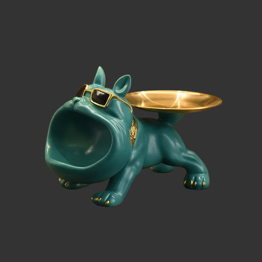 Resin Dog Statue Bulldog Statue Storage Tray Animal Decoration Resin Craft Art Sculpture Statue Dog Sculpture Home Decoration