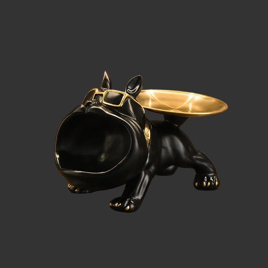 Resin Dog Statue Bulldog Statue Storage Tray Animal Decoration Resin Craft Art Sculpture Statue Dog Sculpture Home Decoration