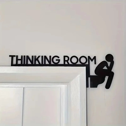 1Pc Modern Metal Toilet Door Sign - Stylish Thinking Room Wall Sculpture - Home Decor Artwork - Decorative Door Frame Pendant