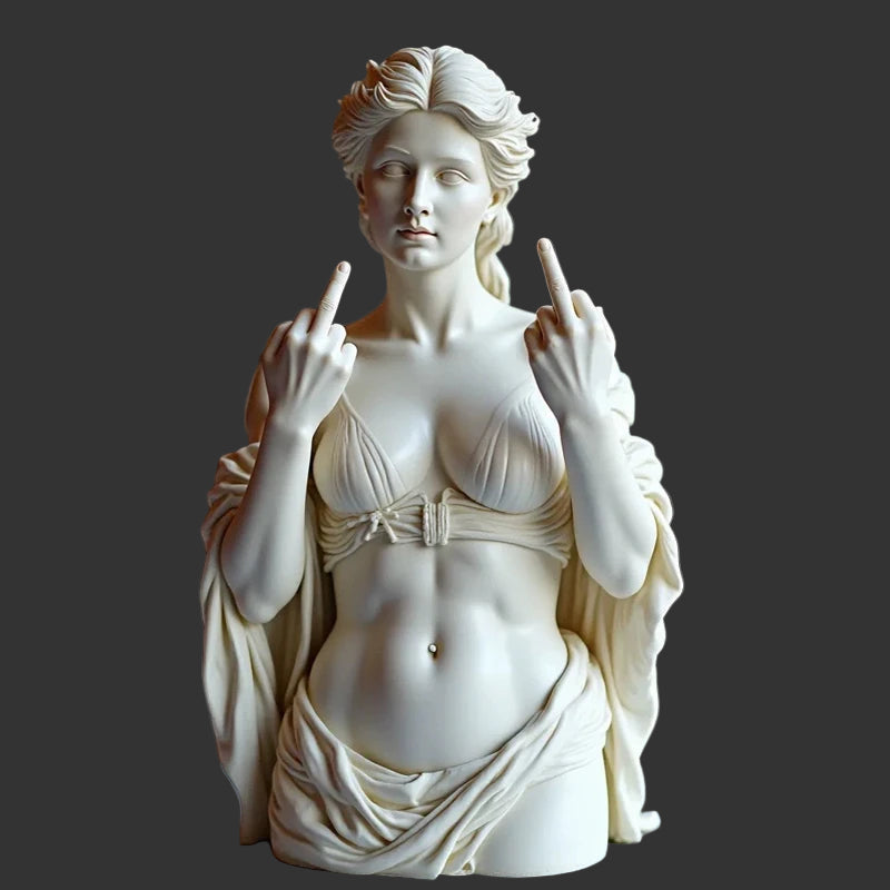 Funny Middle Finger Venus Statue Funny Goddess Statue 3D Resin Office Home Cultural Decoration Design Unique Ornaments Craft