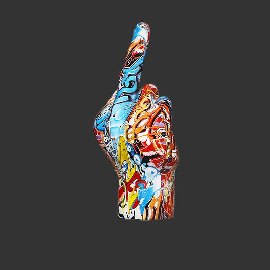 Graffiti Middle Finger Ornament Art and Crafts Resin Gesture Statue Desktop Ring a Living Room Home Decoration